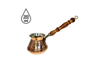 Турка для кофе из меди 300 мл, деревянная ручка, ручная чеканка